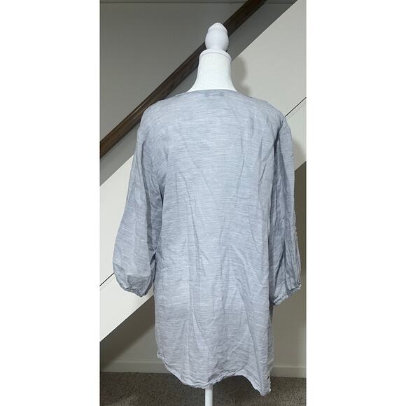 NOVICA 100% Cotton Embroidered Gray Blue Tunic Blouse Size XL - Picture 2 of 9